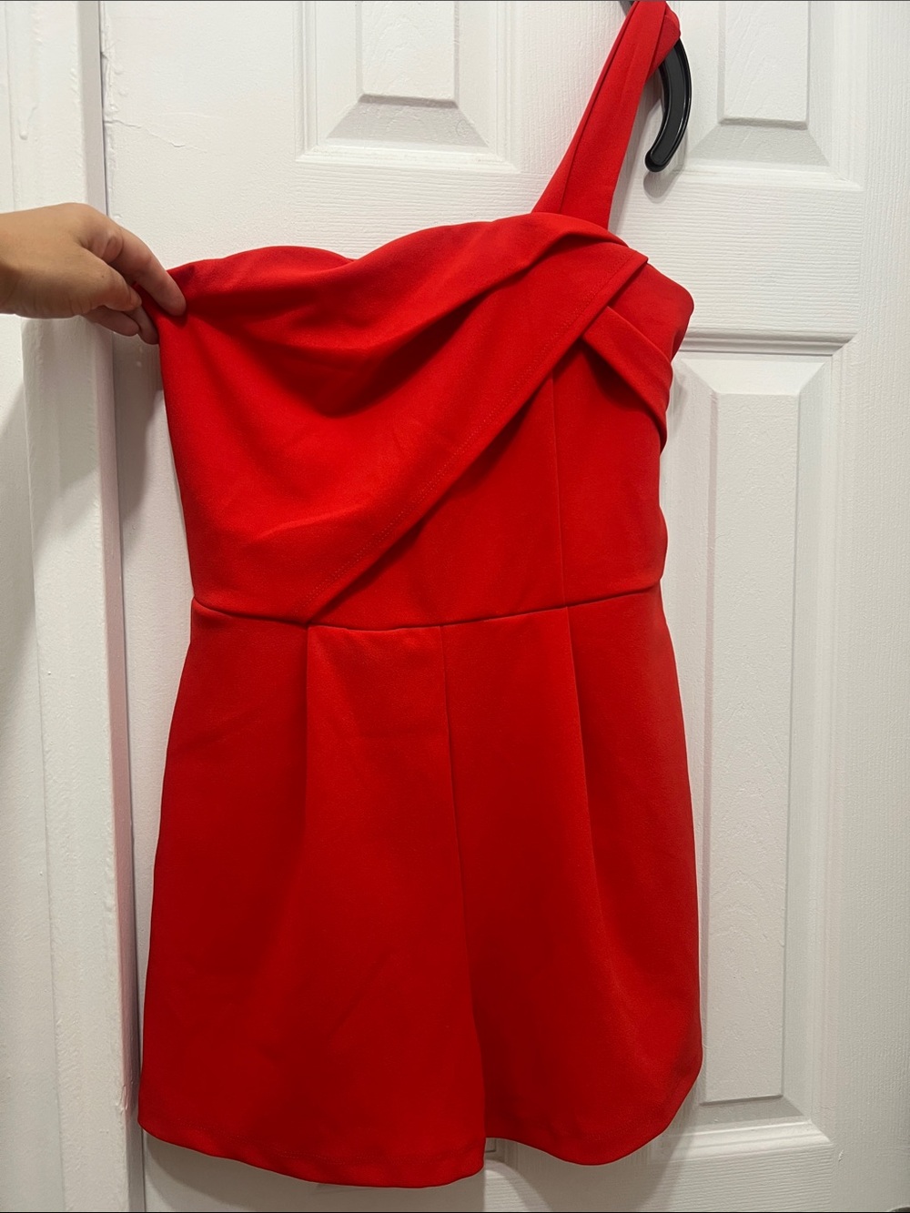 Dynamite One-Shoulder Red Romper